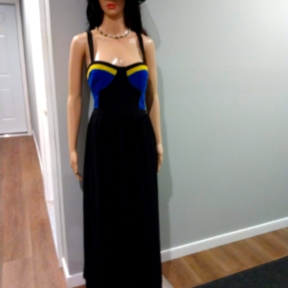 Stitch Between Black/Royal Blue multi Tank Maxi Dress